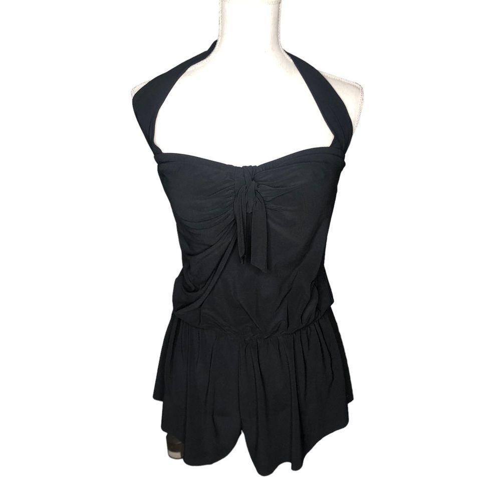 Magic Suit 1pc Swimsuit Romper Women 8 DD Black Halter Pad Bra Bandeau Bow